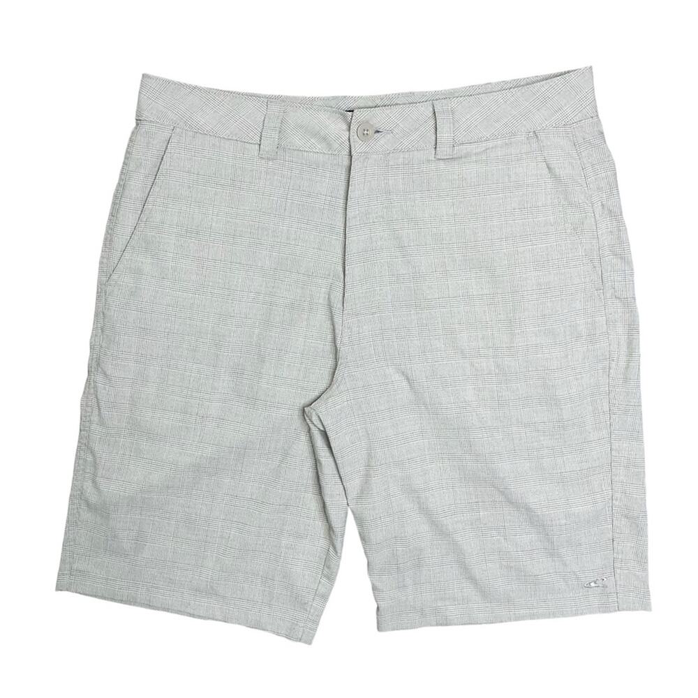 O’NEILL Cream Biege Plaid Flat Front Shorts Men’s Size 34